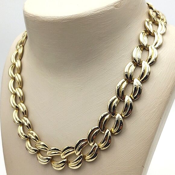 Vintage 1980's 18" Flat Link Goldtone Chain Necklace - Picture 4 of 8